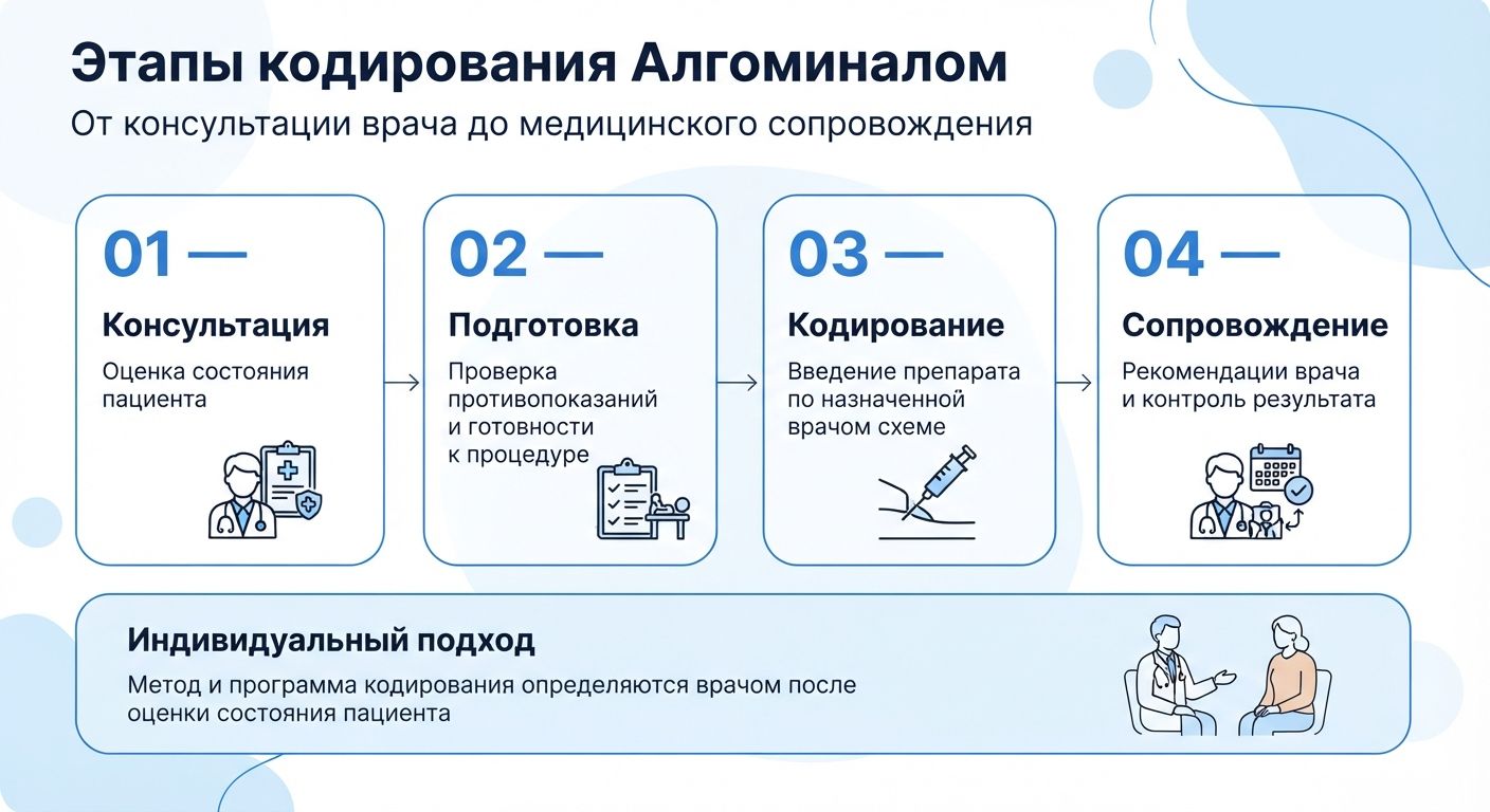 Кодирование препаратом «Алгоминал» в Витебске инфографика